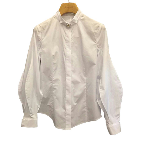 Стилна дамска риза  класически модел в бял цвят 