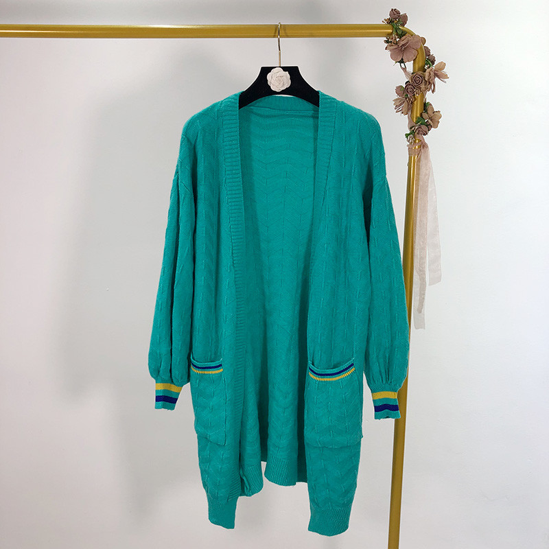 Cardigan lung de damă cu buzunare - fără închidere