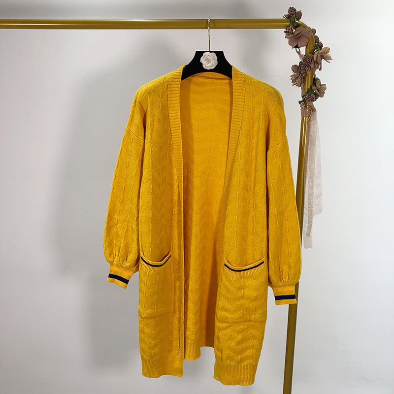 Cardigan lung de damă cu buzunare - fără închidere