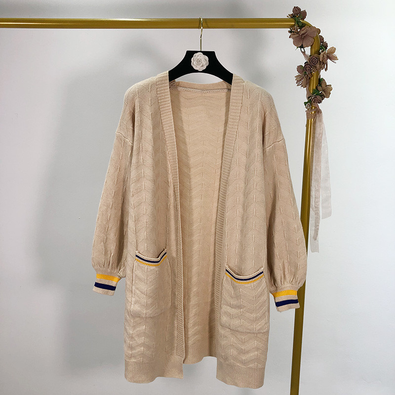 Cardigan lung de damă cu buzunare - fără închidere