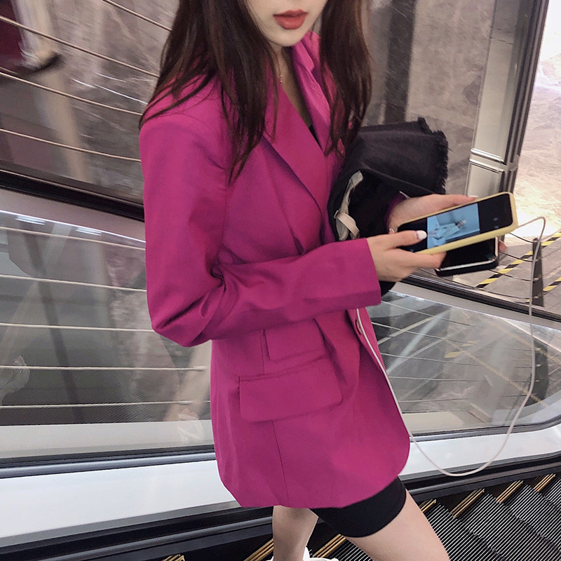 Модерно дамско сако в розов цвят с джоб