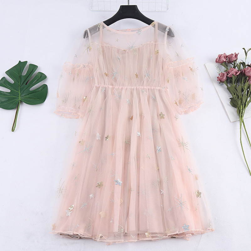 Rochie de dama moderna cu tul in trei culori