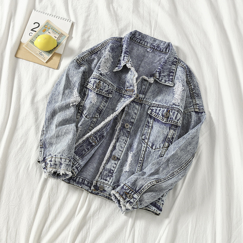 Modern női farmer dzseki kék gombokkal