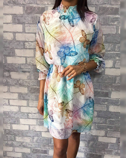 Lezser női ruha hosszú ujjal, virágmintával, két színben