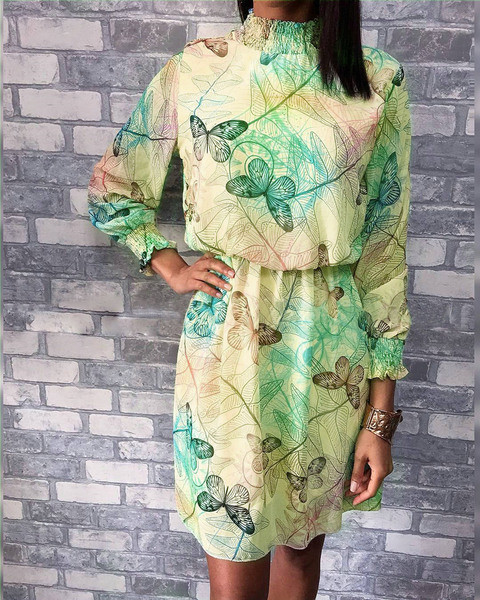 Lezser női ruha hosszú ujjal, virágmintával, két színben