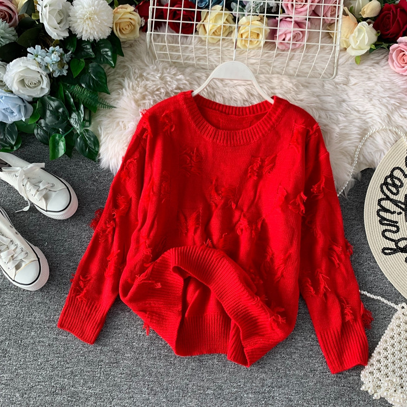 Modern női pulóver rojtokkal, különböző színekben