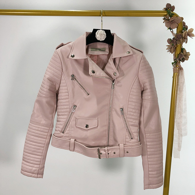 Női műbőr kabát három színben, cipzárral