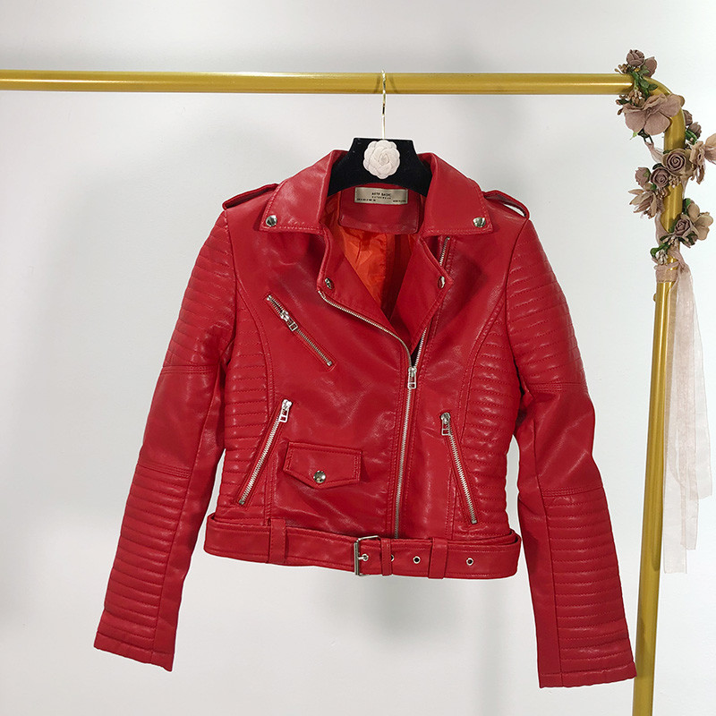 Női műbőr kabát három színben, cipzárral