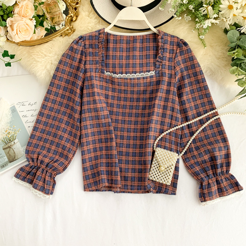 Alkalmi női kockás ing csipkével több színben