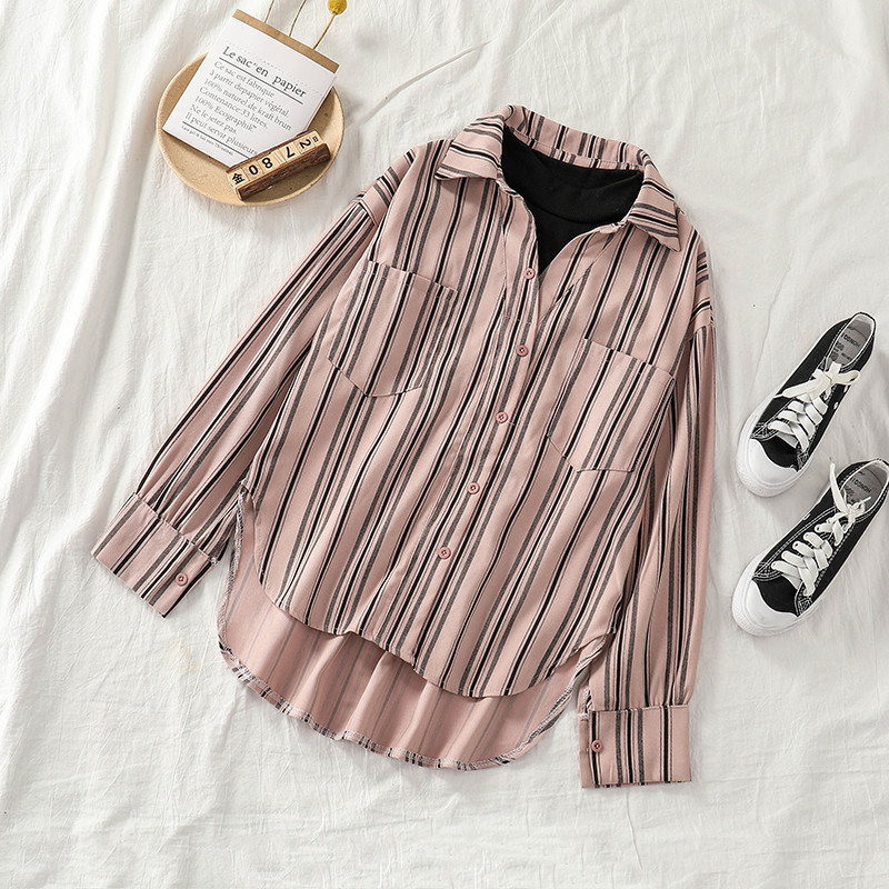 Modern női csíkos ing gallérral, két színben