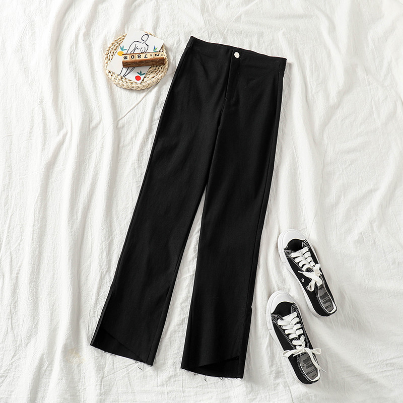 Női nadrág magas derékkal, fekete színben