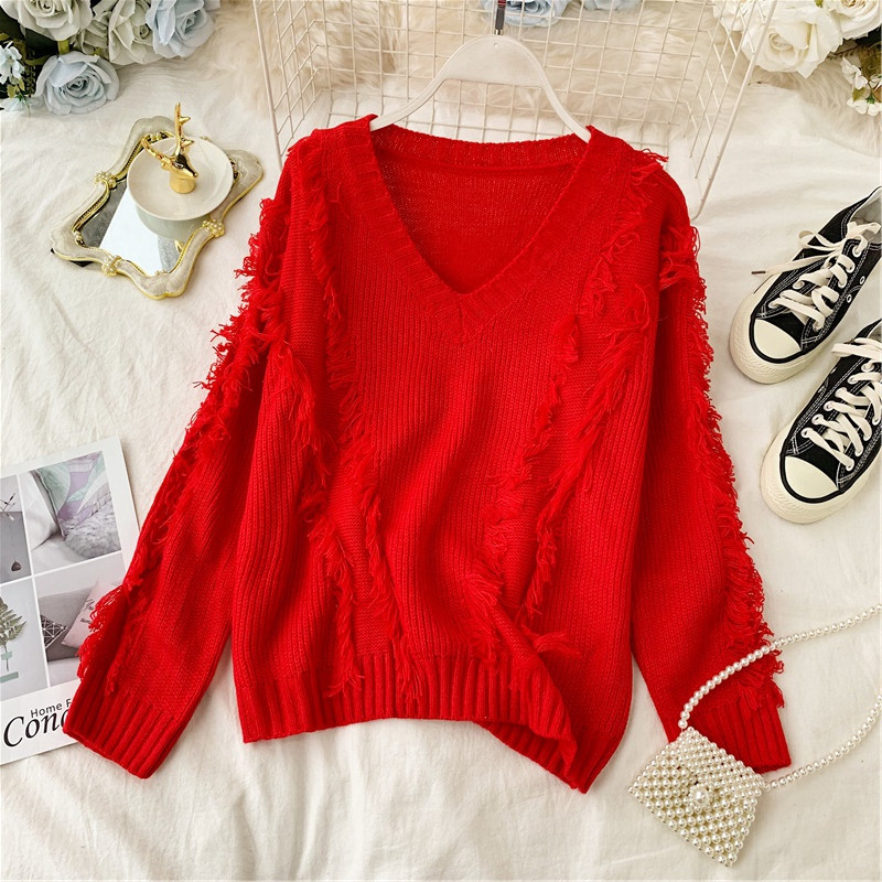 Μοντέρνο γυναικείο πουλόβερμε λαιμόκοψη σε διάφορα χρώματα