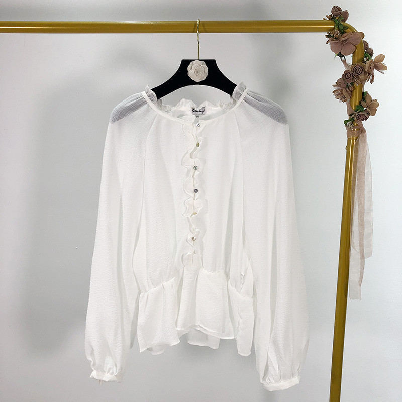 Γυναικέια  μπλούζα με μέση ελαστική και μακριά μανίκια σε λευκό και μαύρο χρώμα