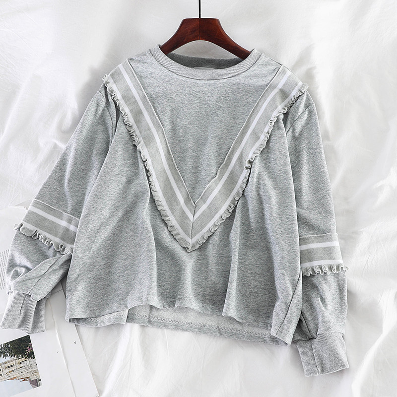 Női alkalmi blúz hosszú ujjal és O-nyakkal