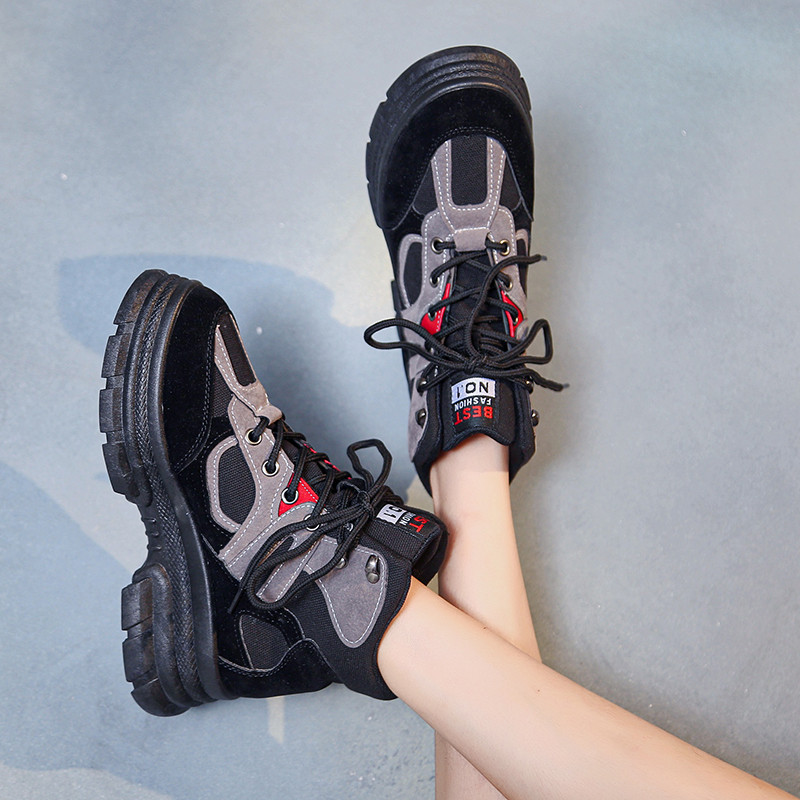 Női alkalmi csizma durva talppal és fűzővel, három színben