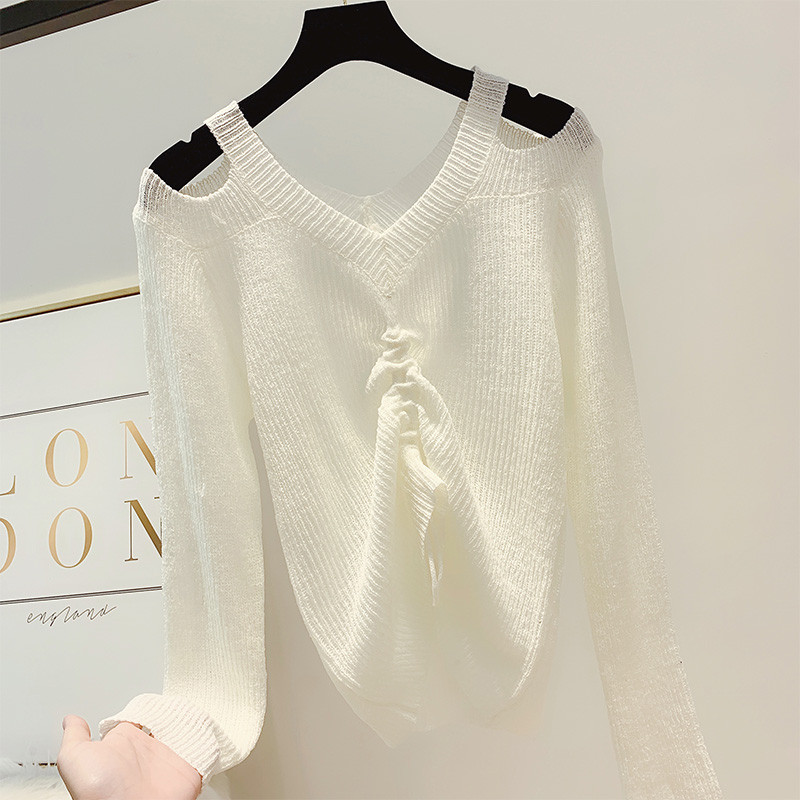 Női pulóver hosszú ujjal és nyakkendővel, négy színben