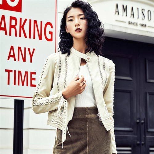 ÚJ modell női bőrdzseki fűzős három színben