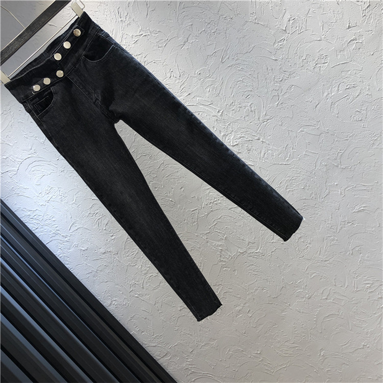 Modern női magas derekú farmer fém elemmel, két színben