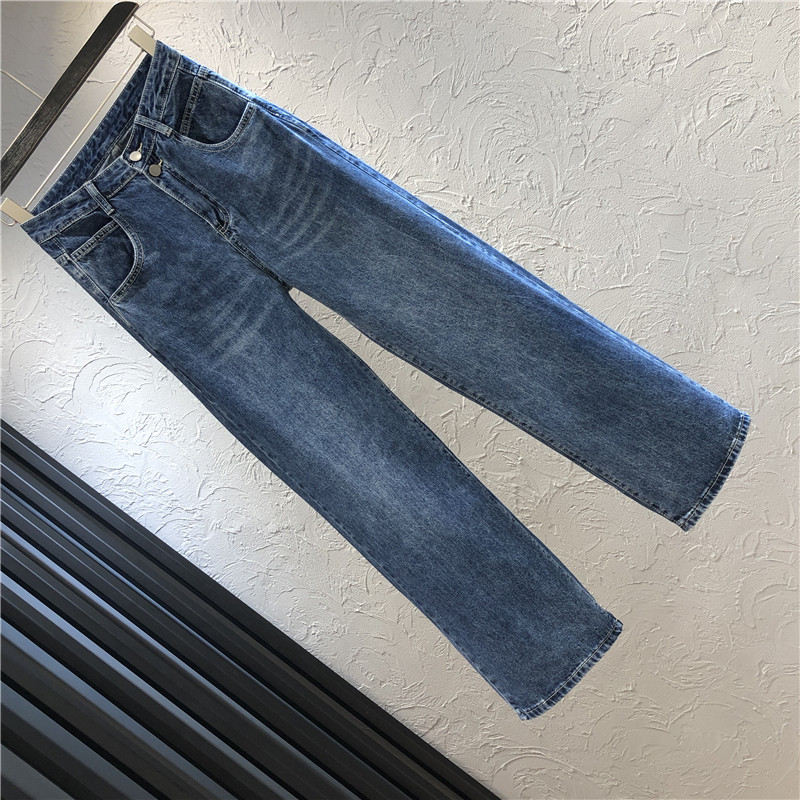 Stílusos női farmer kék és fekete színben, magas derékkal