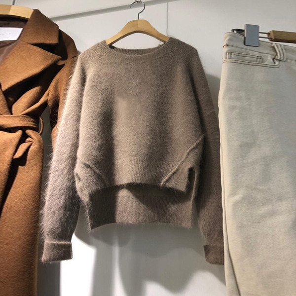 Pulover de dama de iarna model asimetric de culoare bej