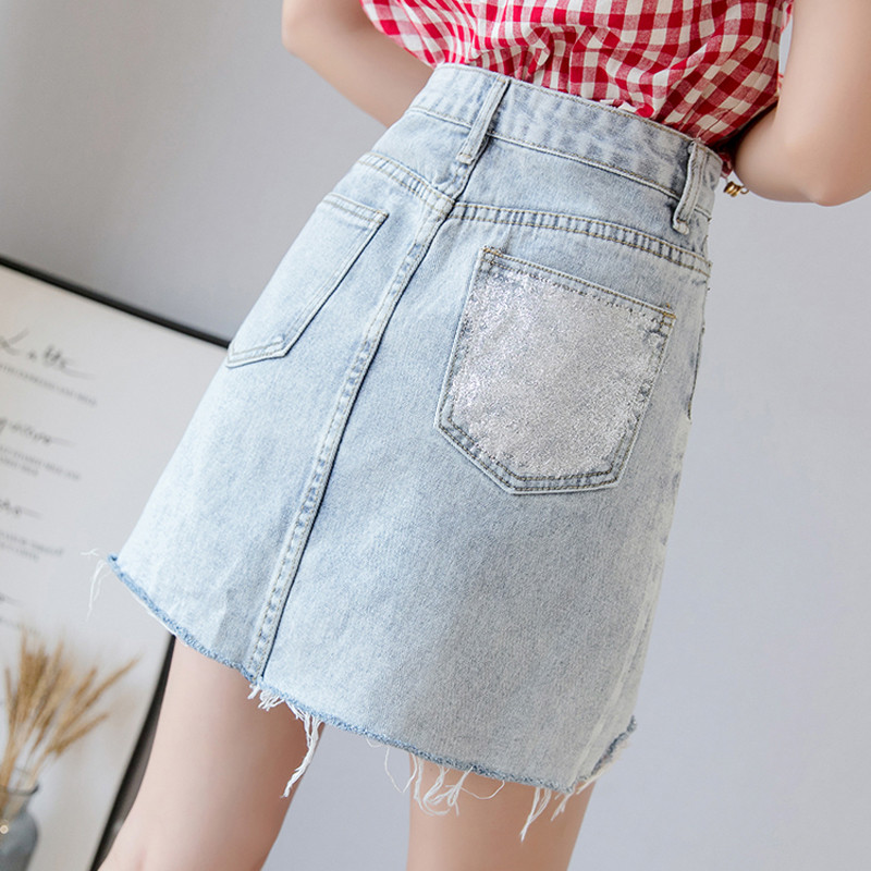 Modern női farmerszoknya fényes hatással