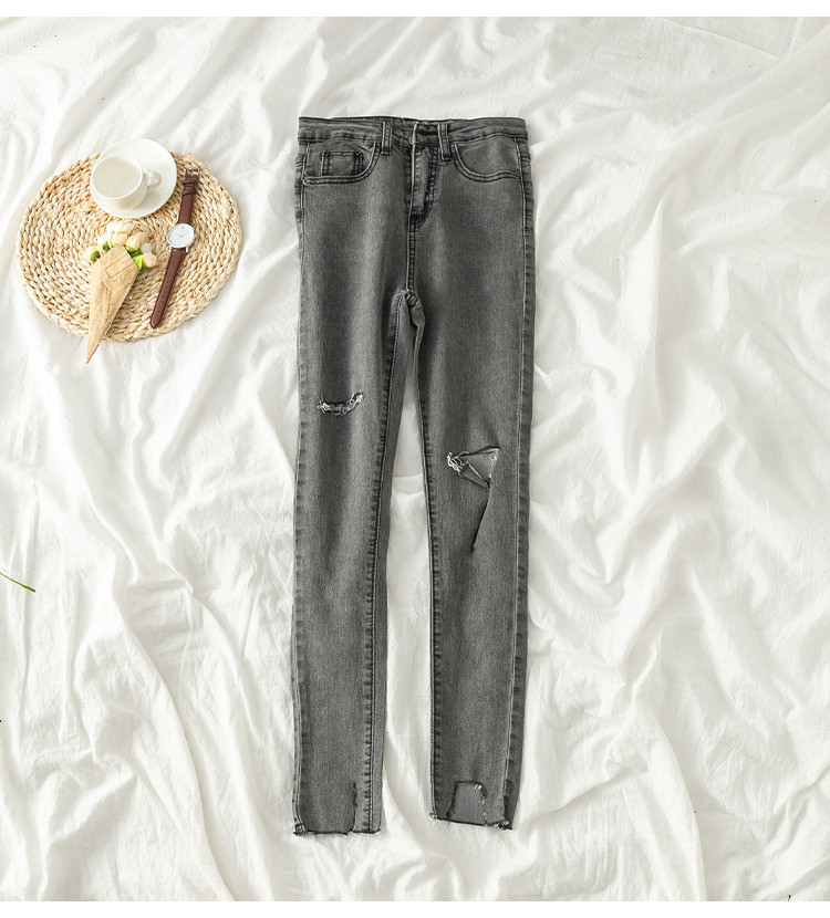 Modern női farmer szürke és fekete színben, magas derékkal