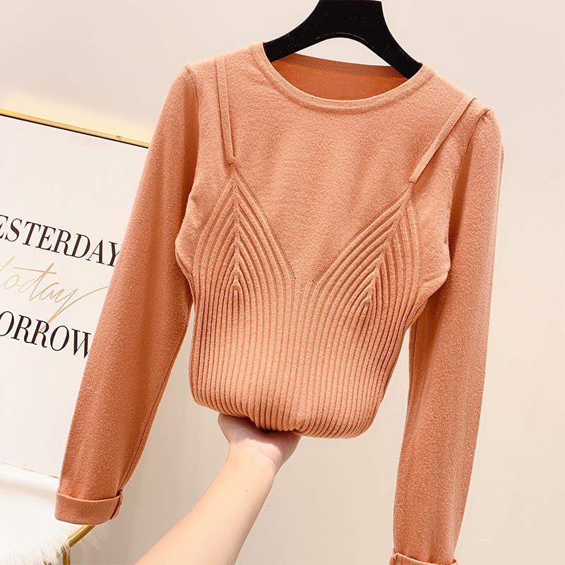 Modern női pulóver O-nyakkal, négy színben