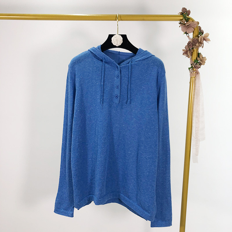 Vékony kötésből készült női alkalmi pulóver kapucnival, négy színben