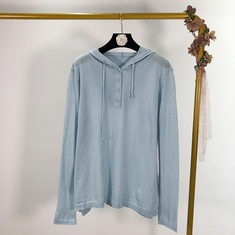 Vékony kötésből készült női alkalmi pulóver kapucnival, négy színben