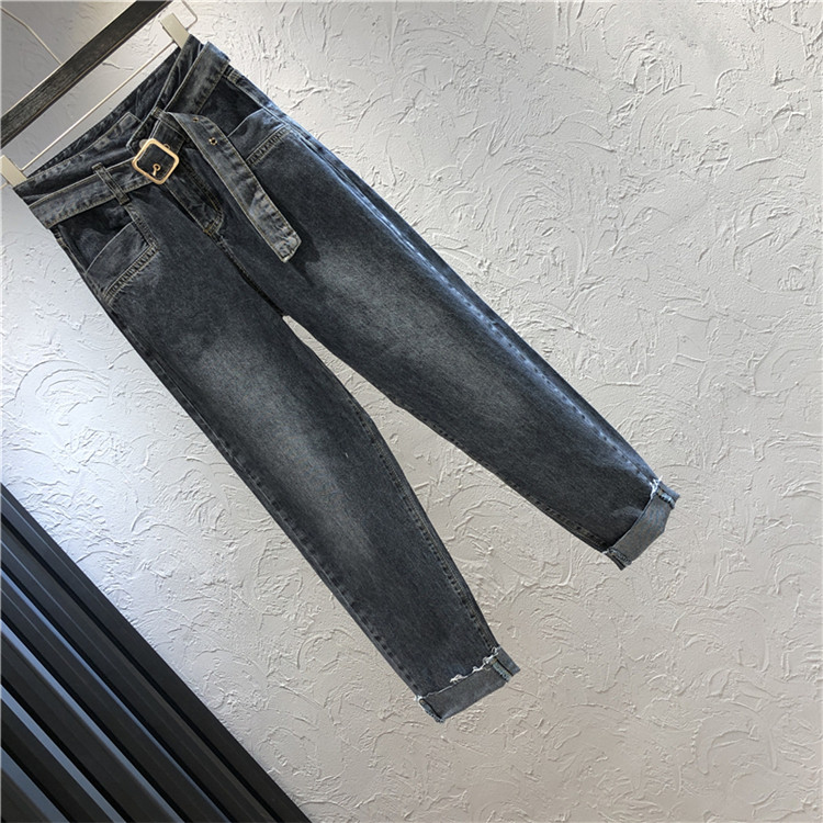 Μοντέρνα γυναικεία τζιν με ζώνη και τσέπη σε δύο χρώματα