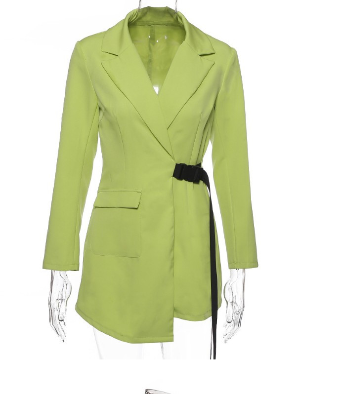 Geaca de dama moderna model lung in verde, portocaliu si alb