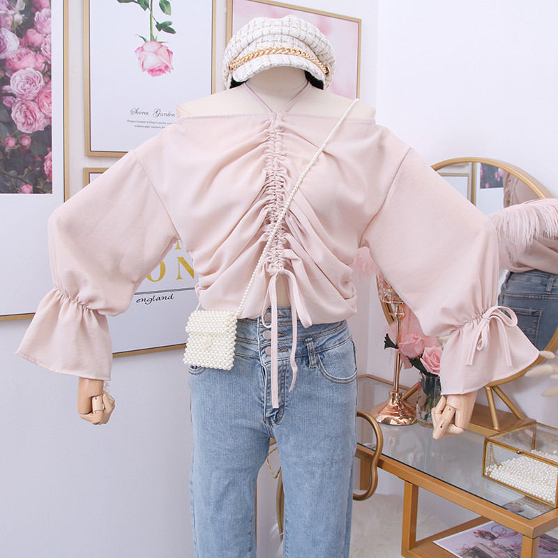 Új modell modern női blúz csupasz váll négy színben