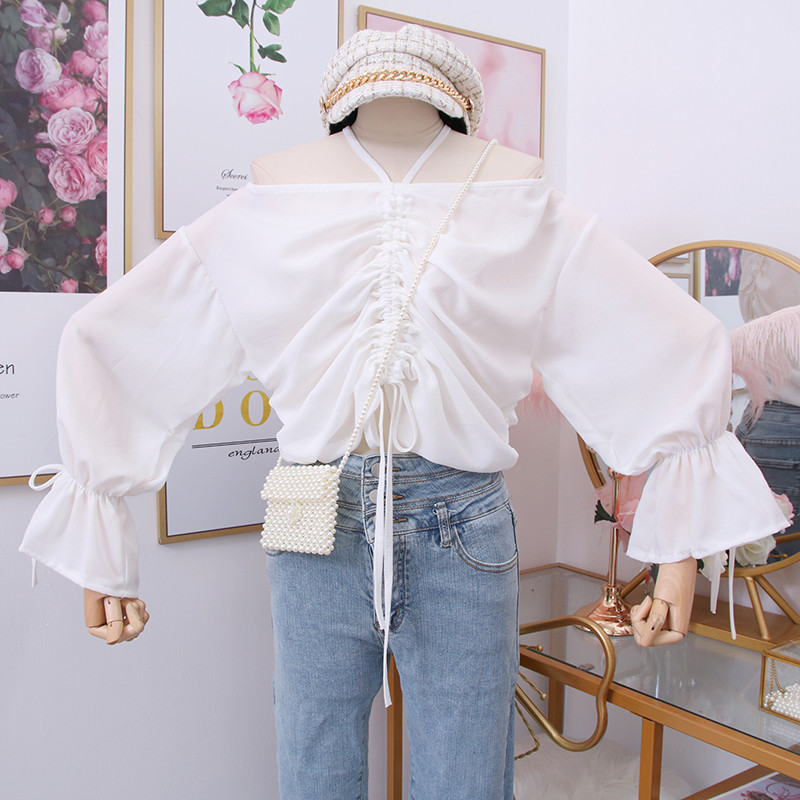 Új modell modern női blúz csupasz váll négy színben