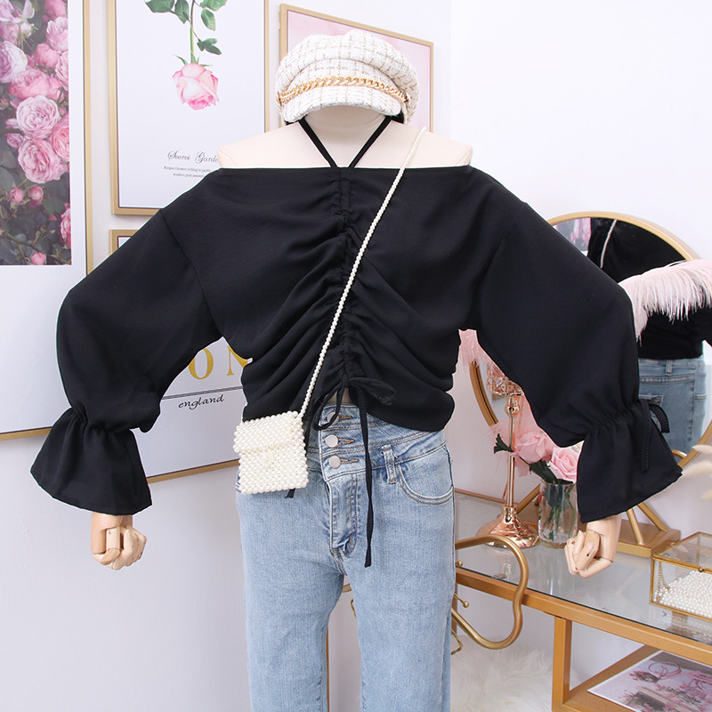 Új modell modern női blúz csupasz váll négy színben