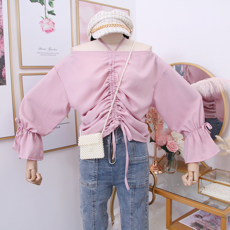 Új modell modern női blúz csupasz váll négy színben