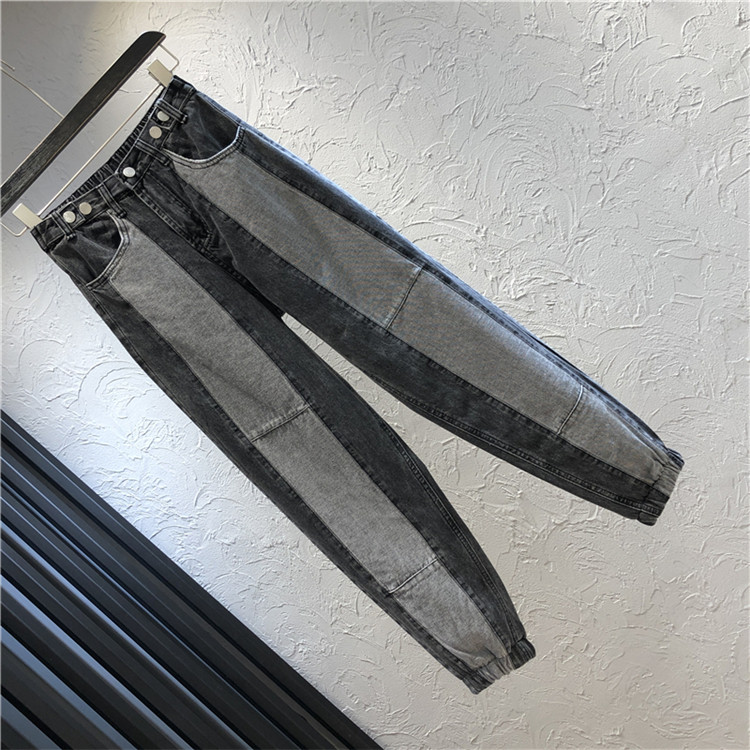 Blugi de dama eleganti in albastru si negru model lat