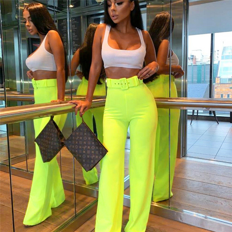 Stílusos női nadrág övvel, magas derékkal több színben