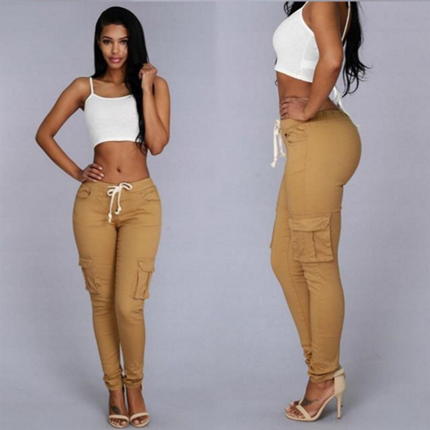 Καθημερινά γυναικεία  παντελόνια με  κορδόνια  και τσέπη σε διάφορα χρώματα