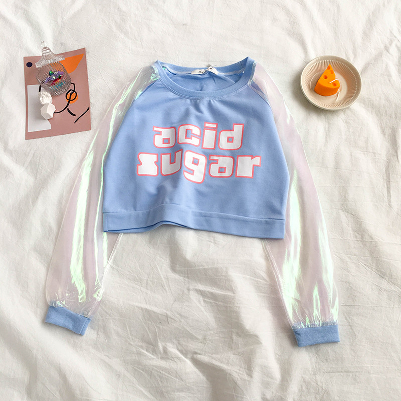 Bluză de damă modernă în roz și albastru cu inscripții