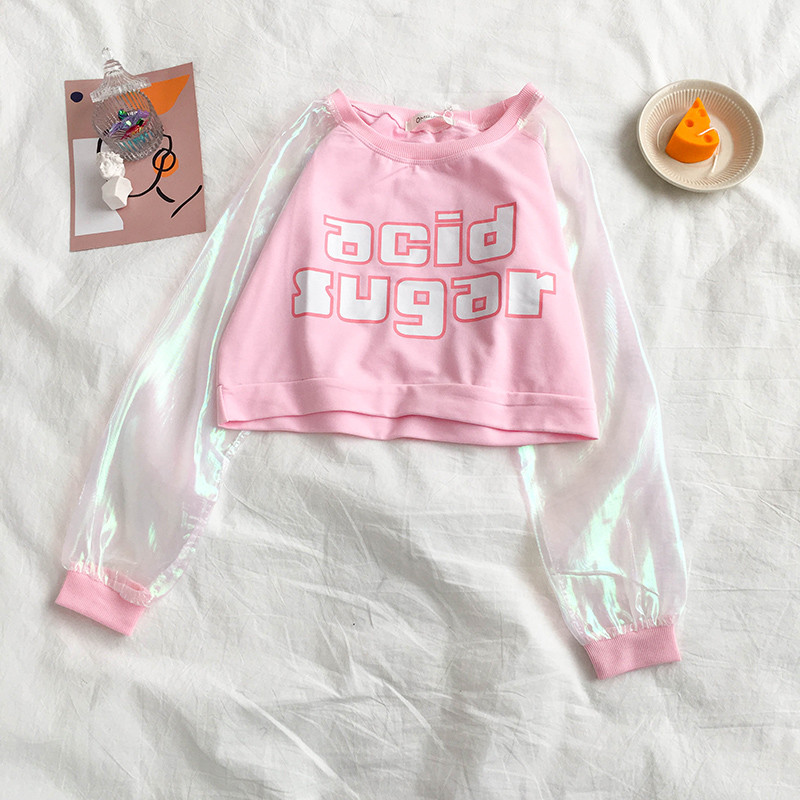 Bluză de damă modernă în roz și albastru cu inscripții