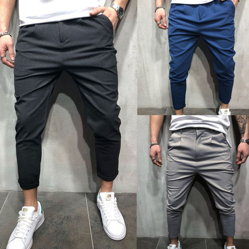 Мъжки стилни панталони с джобове в няколко цвята