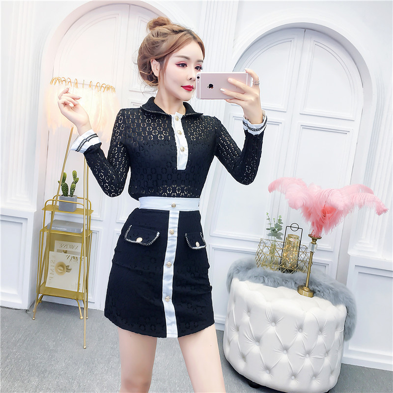 Elegáns csipke rövid ruha fehér és fekete színben