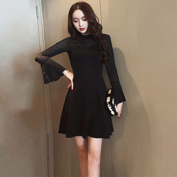 Rochie de dama modern model nou cu efect stralucitor si maneci lotus