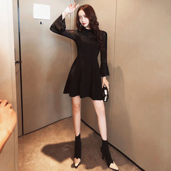 Rochie de dama modern model nou cu efect stralucitor si maneci lotus