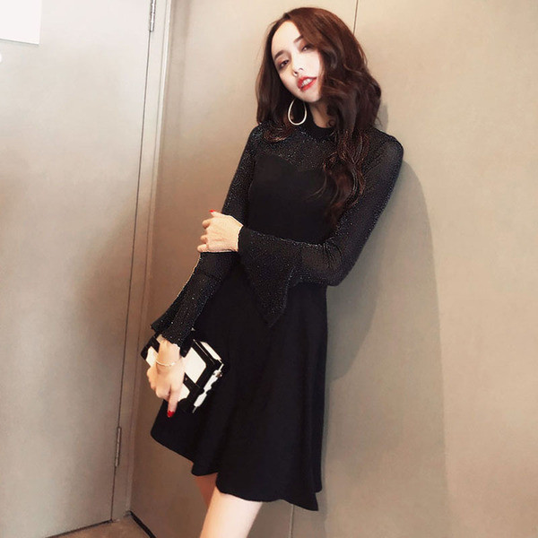 Rochie de dama modern model nou cu efect stralucitor si maneci lotus