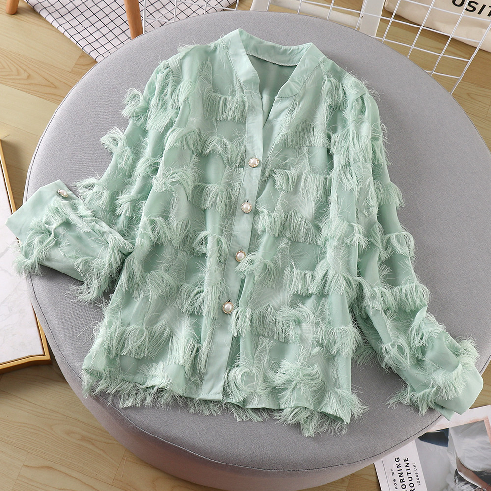 Cămașă elegantă de damă cu mâneci lungi și nasturi în patru culori