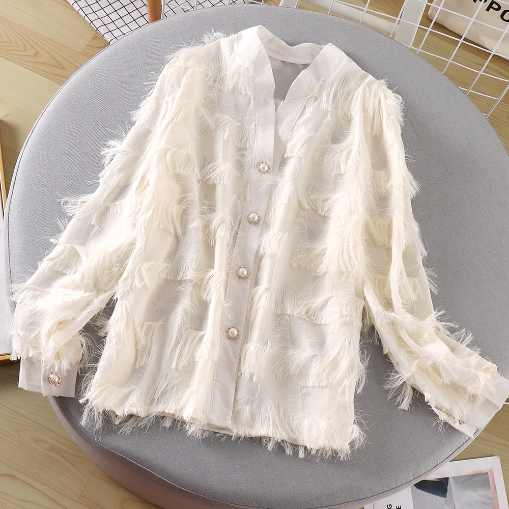 Cămașă elegantă de damă cu mâneci lungi și nasturi în patru culori