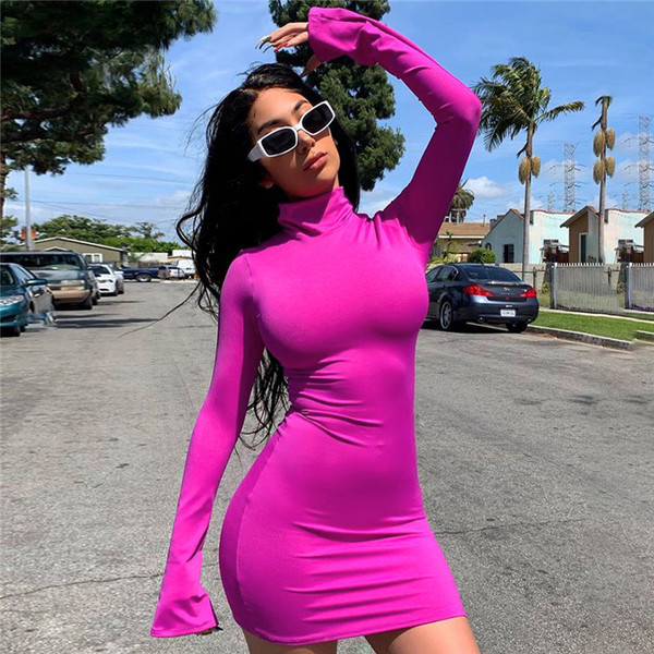 Modern női ruha Slim - rózsaszín modell