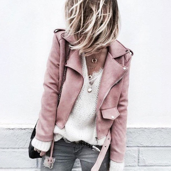 Geaca de dama moderna din piele intoarsa eco cu curea in mai multe culori