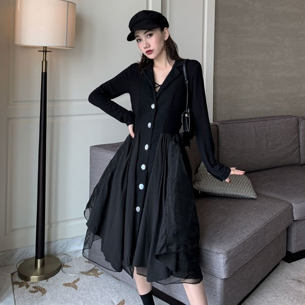 Rochie casual dama in doua culori - model croiat